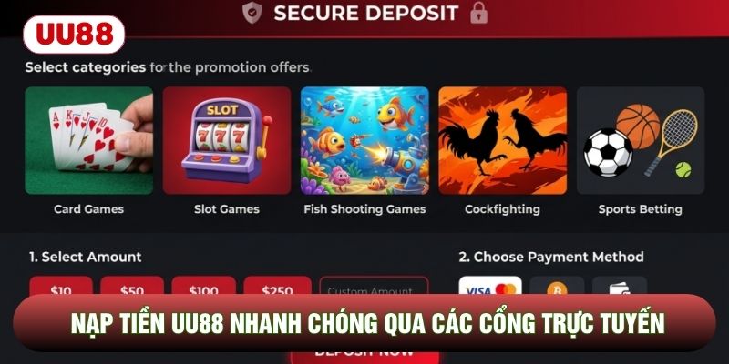 Nạp tiền UU88 nhanh chóng qua các cổng trực tuyến