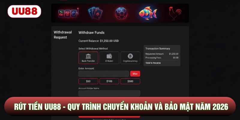 Rút Tiền UU88 - Quy Trình Chuyển Khoản Và Bảo Mật Năm 2026